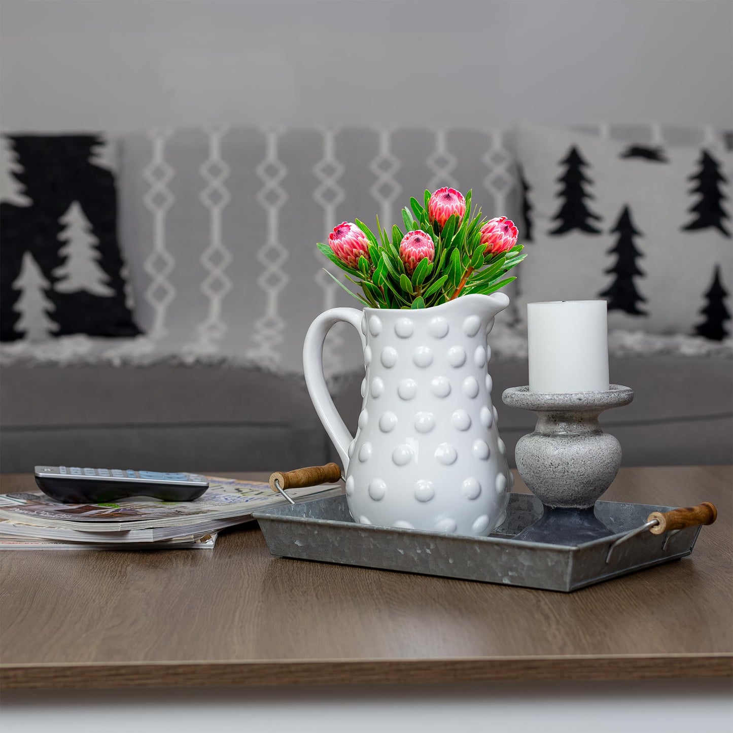 AuldHome Design Galvanized Farmhouse Trays (Set of 2, Small & Medium); Farmhouse Decor Rectangular Trays w/Handles