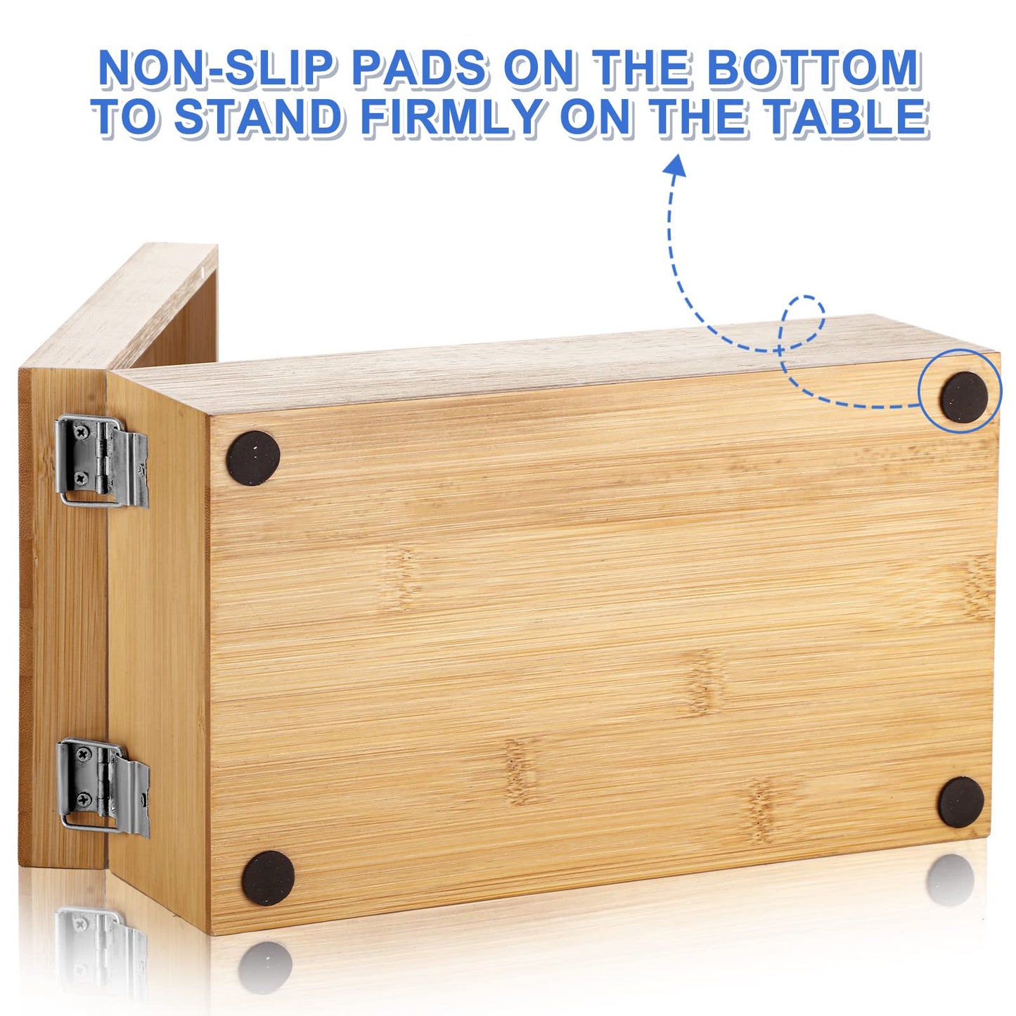 Henoyso 3 x 5 Inch Index Card Holder Set, Bamboo Organizer Box with 50 Dividers & 2 Sheets Alphabet Number Stickers File Note Holders, Holds 1200 Cards for Office Business Home Kitchen, Wooden Color