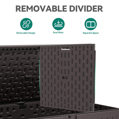 YITAHOME 200 Gallon Double-Wall Deck Box with Divider & Side Handles, Outdoor Large Storage for Patio Furniture Cushions, Garden Pool Accessories, Water Resistant & Lockable