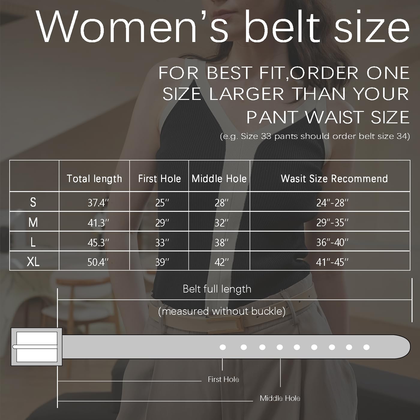 YooAi Womens Leather Belt Skinny Waist Belt for Dresses Jeans Pants with Gold Buckle Black+Brown 105