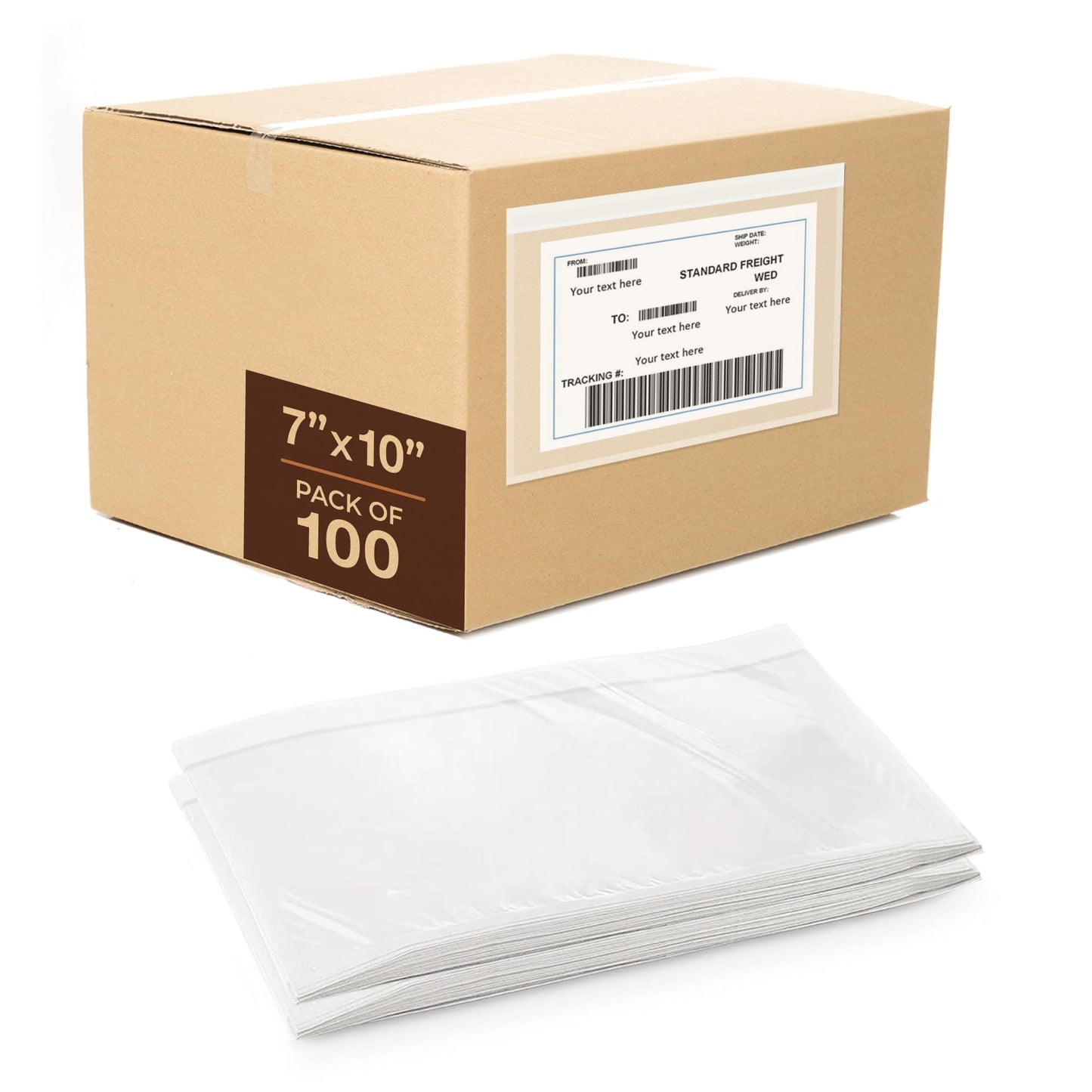 7"x10" Shipping Label Sleeves 100 Pack- 3.12 Mil Thick Strong Adhesive Back Packing Slip Pouches for Secure Package Labelling, Protects Documents with Shipping Label Pouch - WaterProof and Durable