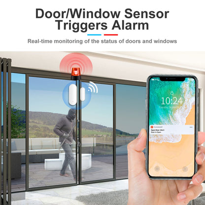 WiFi Door Window Sensor: Smart Contact Sensor with App Alerts, Door Open Detector Compatible with Alexa Google Assistant, Entry Detector Sensor for Home Security and Home Automation (4-Pack)