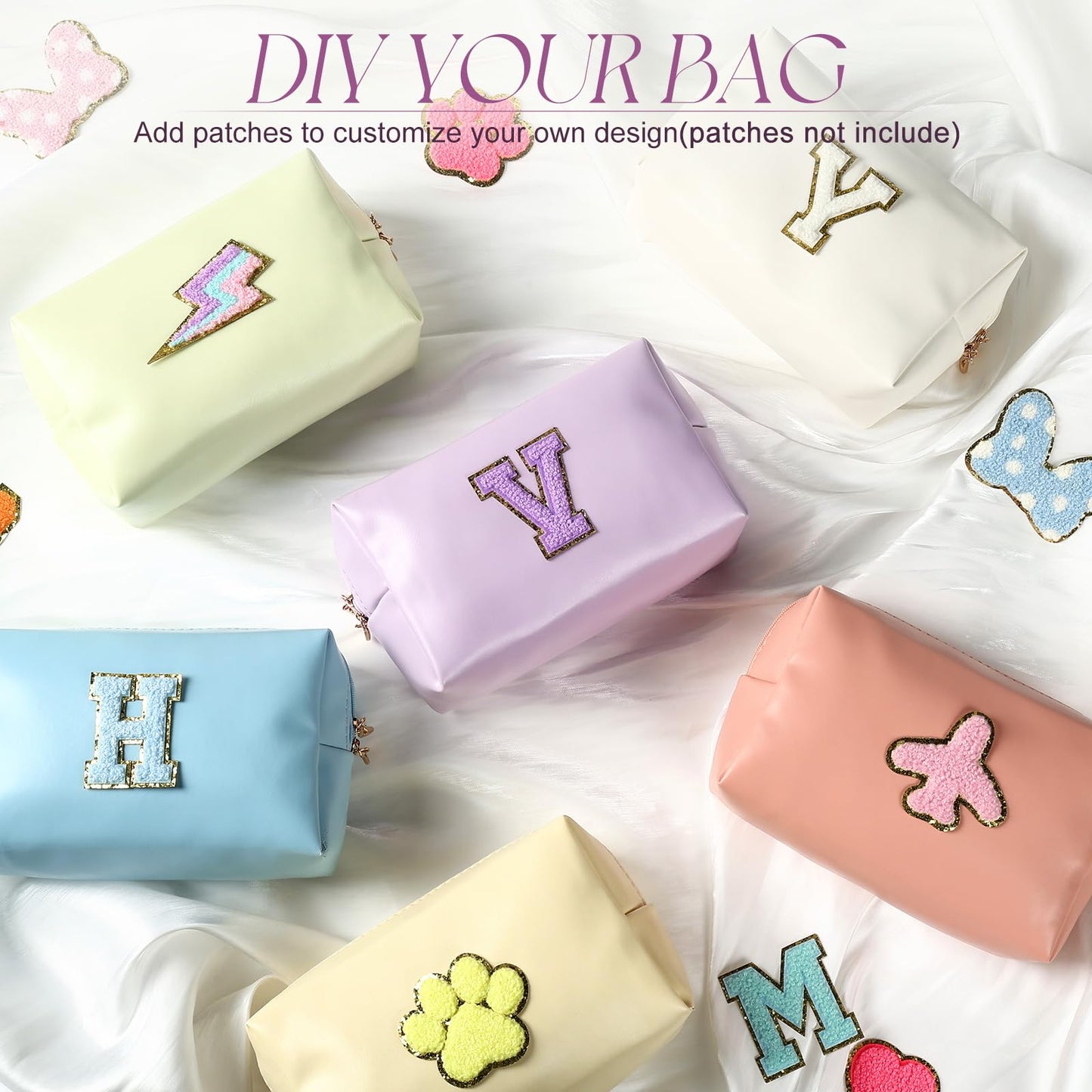 Kigeli 12 Pcs PU Leather Makeup Bag Bulk Small Macaron Preppy Cosmetic Pouch with Zipper Wedding Bridesmaid Gift Waterproof Mini Toiletry Bag for Purse, Aesthetic Travel Organizer for Girls Women