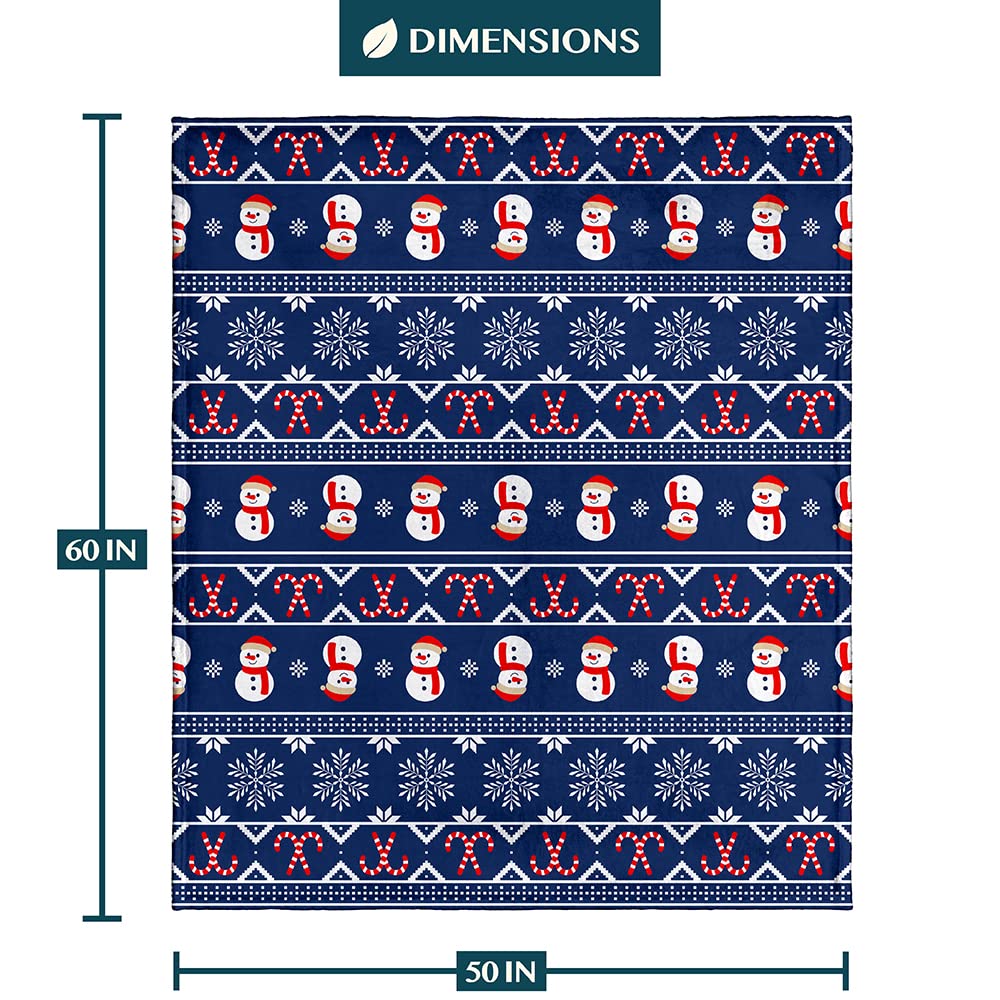 PAVILIA Christmas Snowman Throw Blanket | Blue Holiday Christmas Fleece Blanket | Soft, Plush, Warm Winter Cabin Throw, 50x60 (Blue Christmas)