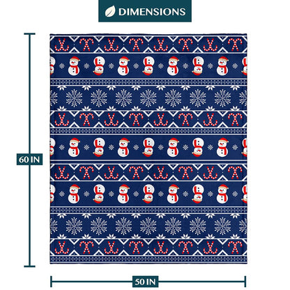 PAVILIA Christmas Snowman Throw Blanket | Blue Holiday Christmas Fleece Blanket | Soft, Plush, Warm Winter Cabin Throw, 50x60 (Blue Christmas)