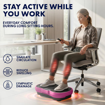 SQUATZ Vibration Plate Exercise Machine | Low-Impact Full Body Vibrator Plate with 99 Speed Levels & 9 Preset Programs | Resistance Bands & Remote Included | 265 lb Capacity | For Home & Office | Pink