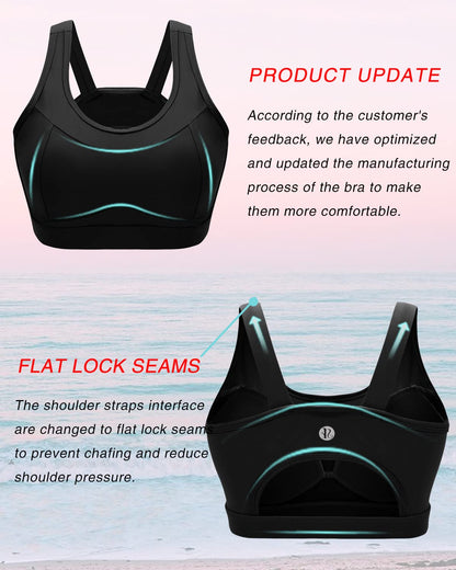 RUNNING GIRL High Impact Sports Bras for Women,Racerback Bra Workout Crop Tops for Women(WX2667 Black,M)