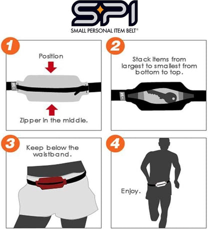 SPIbelt Running Belt - Adjustable Phone Holder for Running | Black with Black Zipper, Fits All Phones