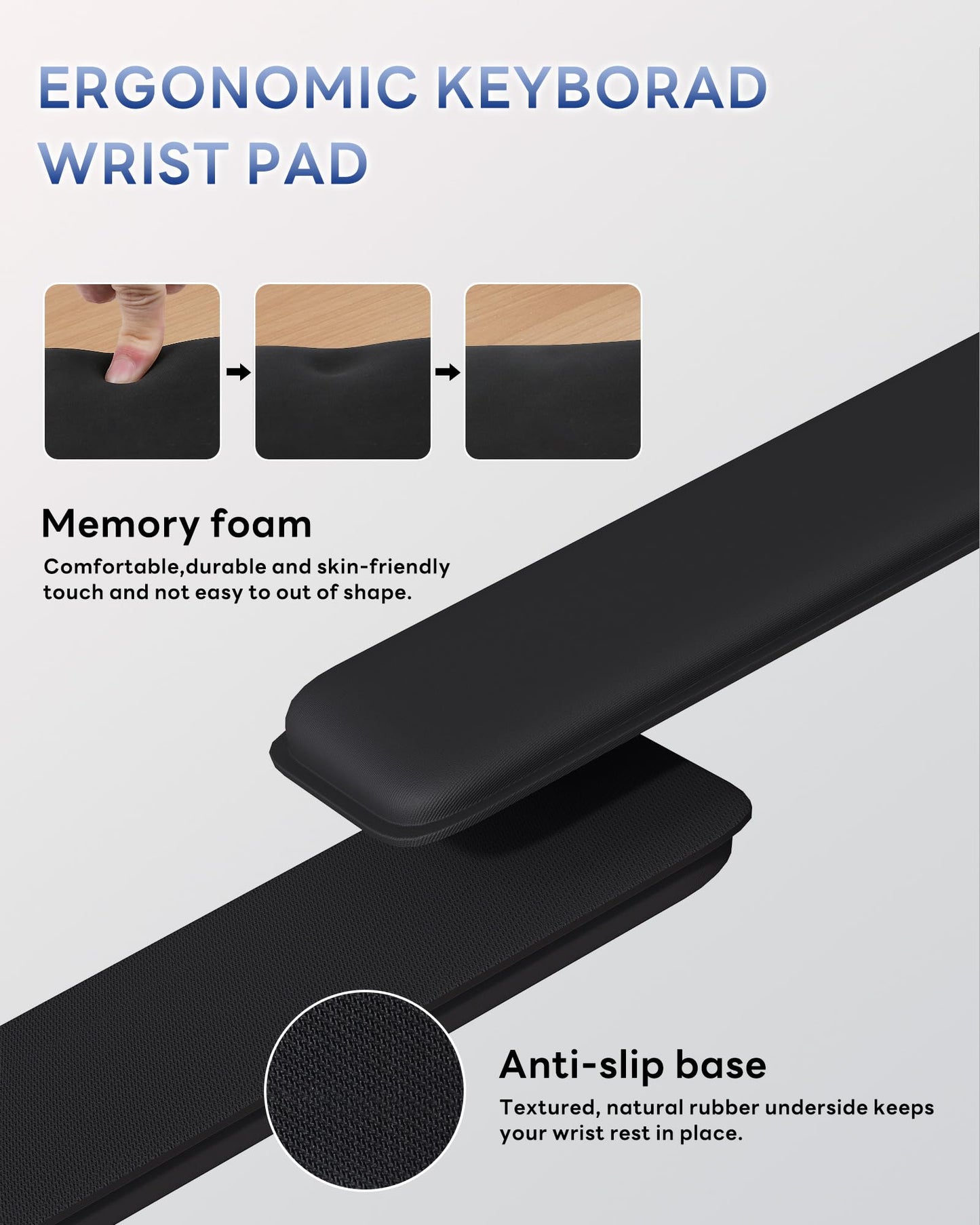Laborio Computer Keyboard Wrist Rest Stand for Desktop, Keyboard Holder for Easy Typing with Wrist Pad for Office Desk, Home, School (Clear)