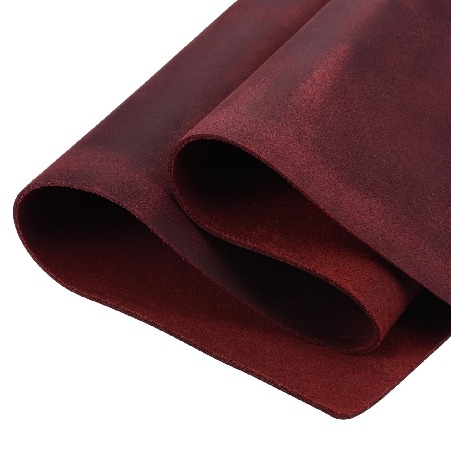 MECCANIXITY Genuine Leather Sheets, 15" x 15" 4-5 oz (1.8-2mm) Thick Full Grain Leather Sheet Tooling Precut for Carving Engraving Molding Embossing Stamping, Dark Red