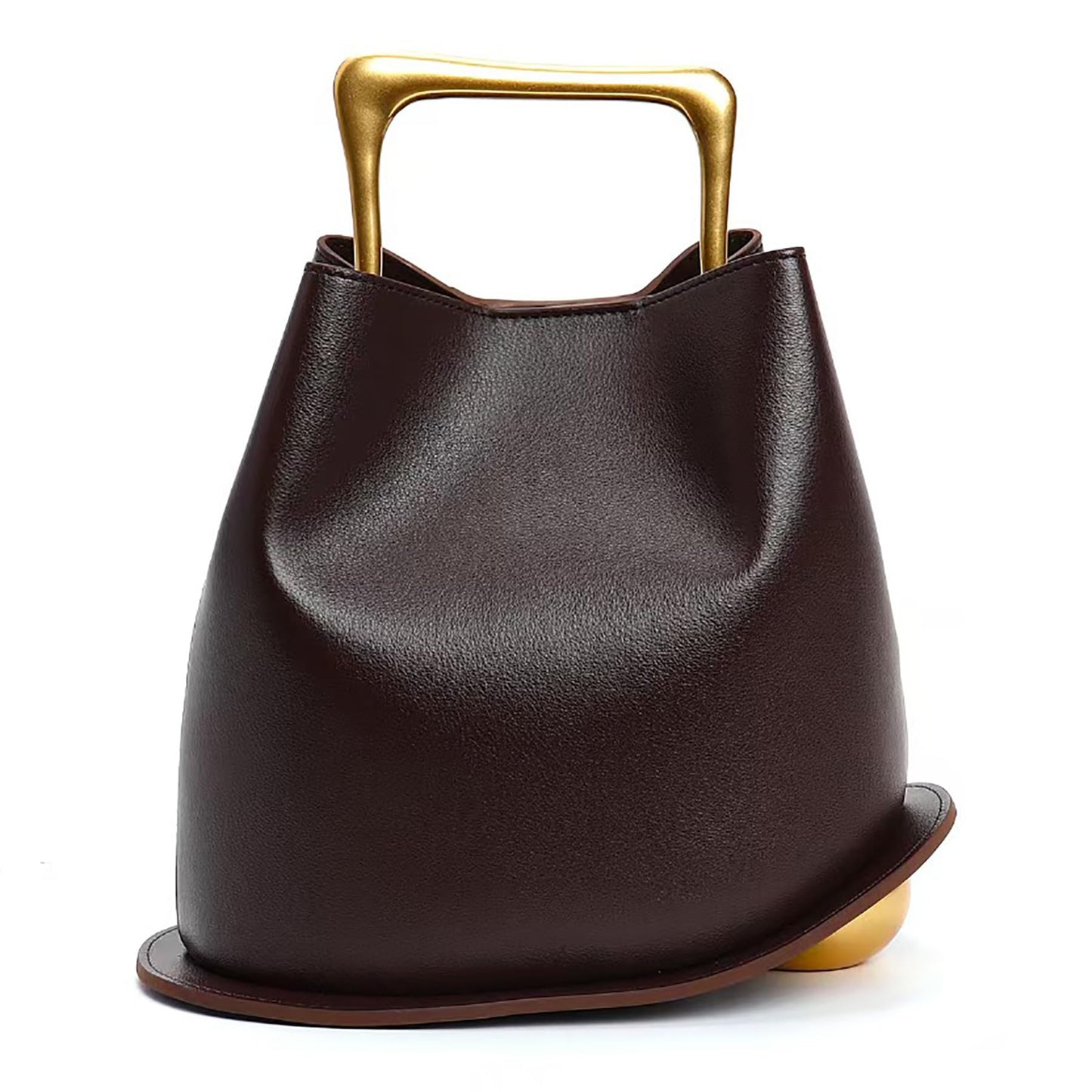 ZGRJSZDD Women Genuine Leather Handbag Crossbody Shoulder Purse Top Handle Bucket Bag, B Coffee