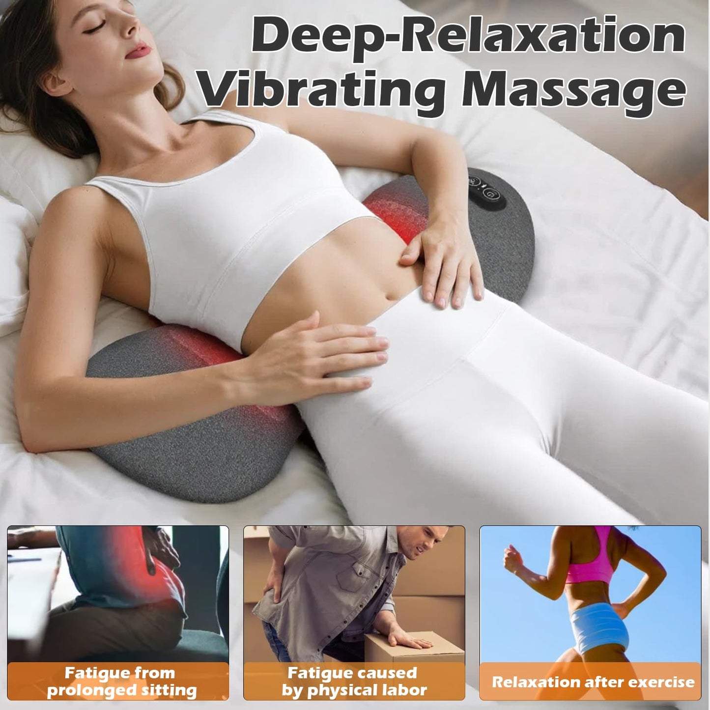 Lewuyoya Plug-in 3 in 1 Lower Back Massager for Pain Relief Deep Tissue,Smooth Spine Triple Fusion Back Massager with Heat & Vibration & Traction, Electric Lumbar Support Pillow for Bed,Chair,Office