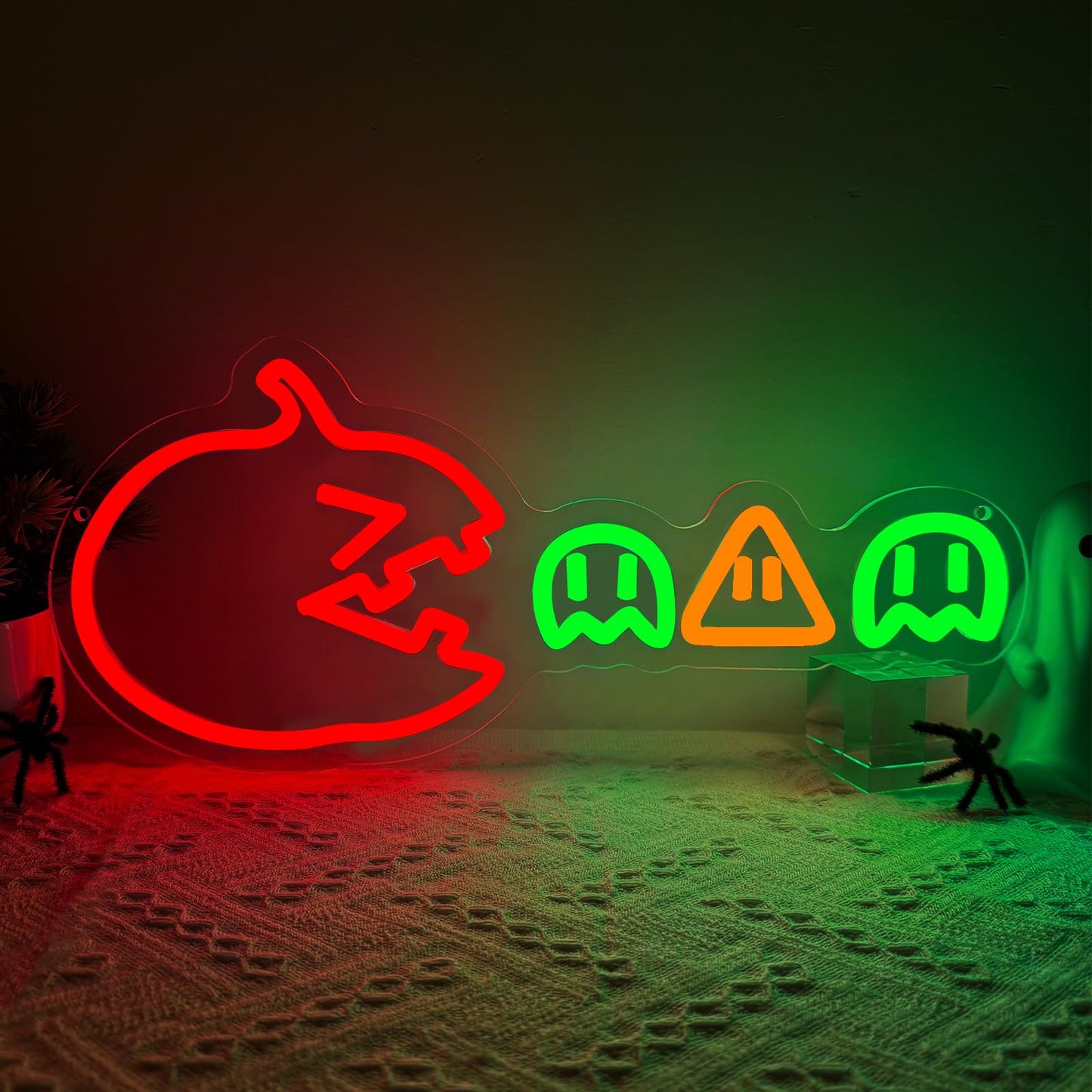 Halloween Gamer Neon Sign, Pumpkin Gaming Led Neon Light Signs for Wall Room Decor LED Lights Lamps for Game Room Doors Party Birthday Christmas Gift for Teenage Boys Dimmable USB Powered(16.5"*7.5")