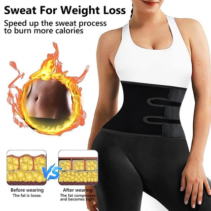 AMZBOSS Waist Trainer for Women Lower Belly Fat, Waist Sweat Band for Women, Belly Band Sweat Belt, Stomach Wrap with Pocket (Black, Medium)