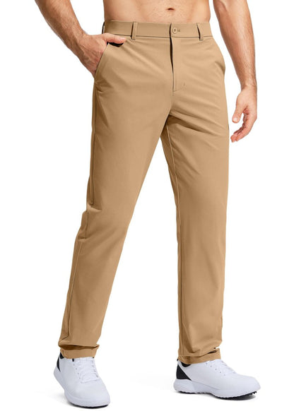 Pudolla Men's Golf Pants Stretch Work Pants for Men Dress Comfy Pants 32 Lightweight Quick Dry Casual Trousers(Dark Khaki 30Wx32L)