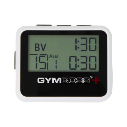Gymboss Plus Interval Timer and Stopwatch and Gymboss Watchstrap - Bundle (White/Gray)