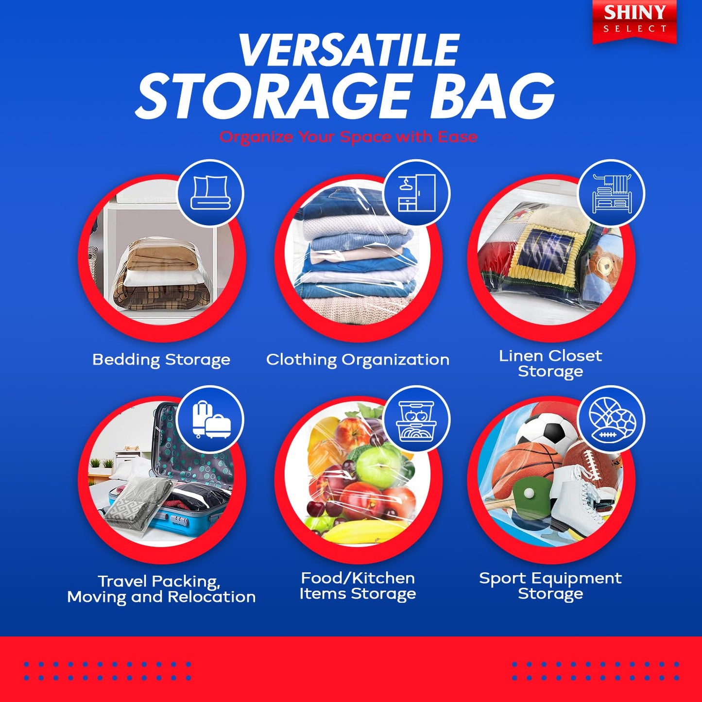 10 Gallon Jumbo Storage Bag With Handle & Resealable Zipper Top Huge Size 24" x 24",12 Clear Big Plastic Bags Extra Large XL, 4 Mil Thick Heavy Duty for Linen, Baby, Sports