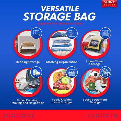10 Gallon Jumbo Storage Bag With Handle & Resealable Zipper Top Huge Size 24" x 24",12 Clear Big Plastic Bags Extra Large XL, 4 Mil Thick Heavy Duty for Linen, Baby, Sports