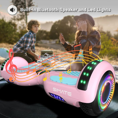 SIMATE Hoverboard, Bluetooth All Terrain Hover Boards with LED Lights and APP Control, Gifts for Kids Adults Girls Boys, for All Ages