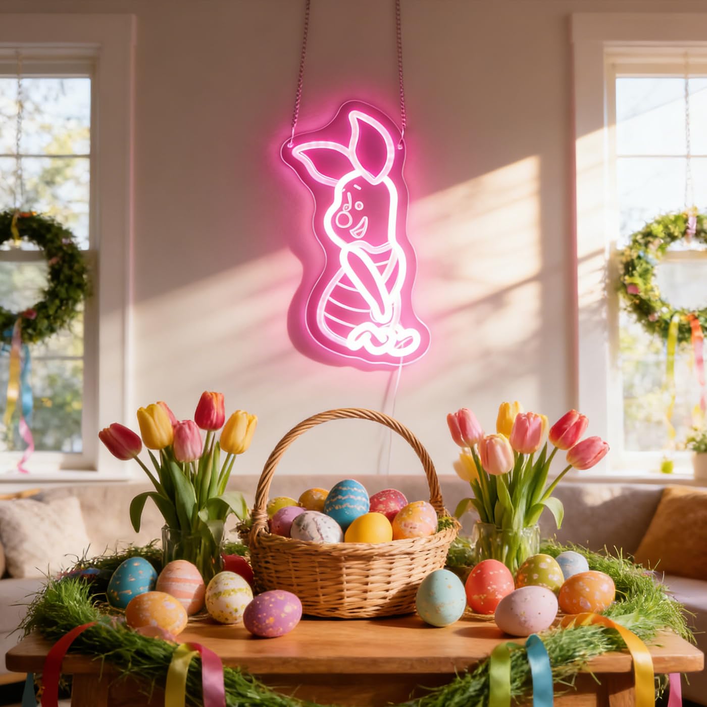 LED Anime Pig Neon Sign Pink Wall Art for Nursery, Baby,Kids Room,Girls Room,Dorm or Bedroom Decor, Dimmable USB, Sweet Uplifting Gift for Animal Lovers & Little Ones