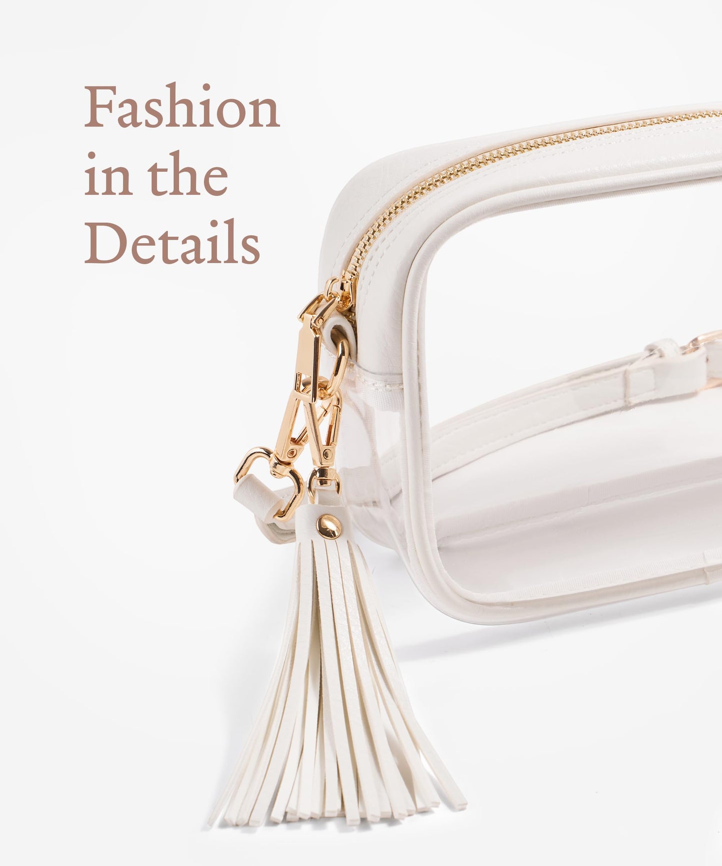Yarnic Clear Bag Stadium Approved, PVC Transparent Crossbody Purse for Concert Sports Event Small Women Bags with Adjustable Shoulder Strap (White)