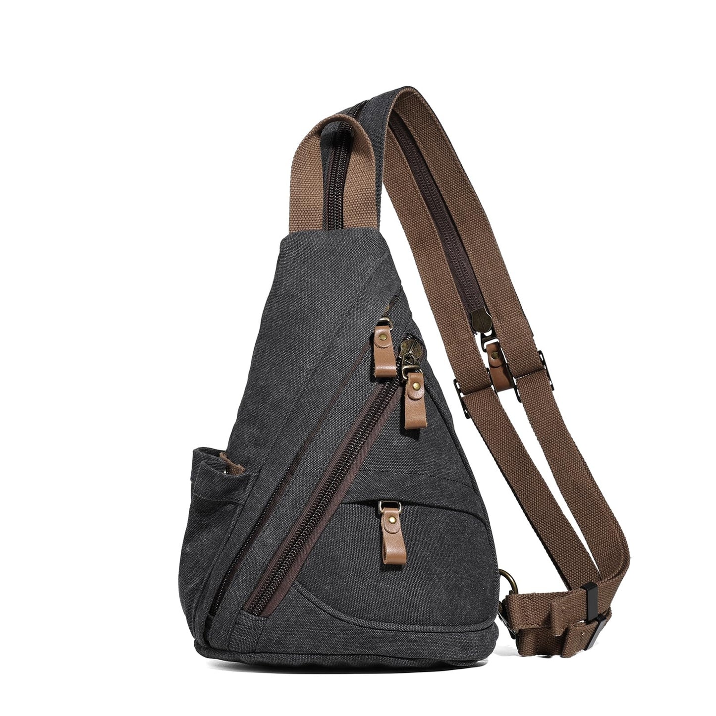 KL928 Canvas Sling Bag - Small Crossbody Backpack Shoulder Casual Daypack Rucksack for Men Women(Small Version, Black)