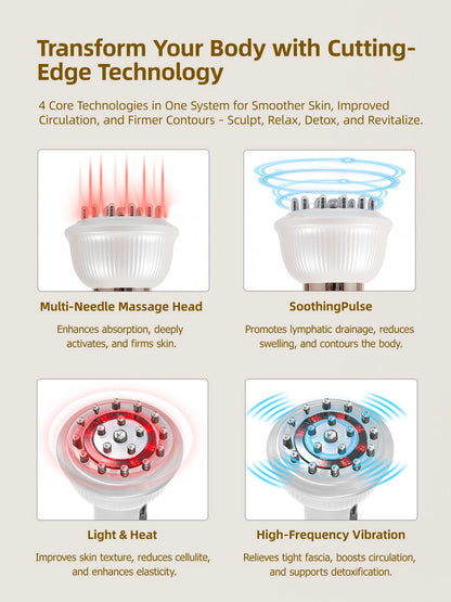 DiDEER Lymphatic Drainage Massager & Anti Cellulite Massage Tool, Reduce Stretch Marks & Cellulite,for Legs, Arms & Belly, Body Sculpting Machine with Microcurrent, Light, Heat & Vibration, (White)