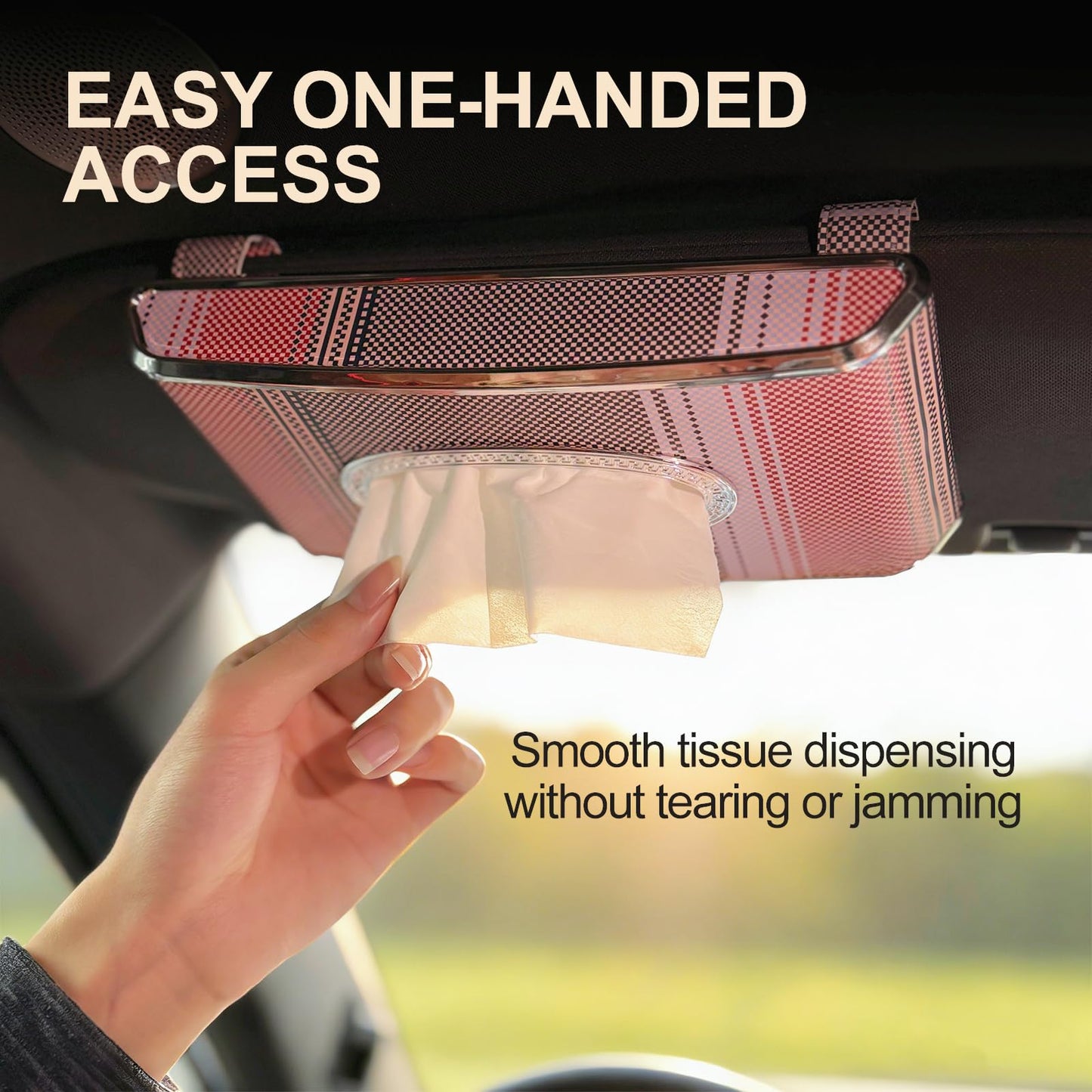 Oktree Car Tissue Holder, Faux Leather Visor Tissue Box Holder with Secure Clip, Hanging Tissue Dispenser for Sun Visor or Seat Back, Easy Access Organizer, Fits Most Cars SUVs Trucks (Hanging)