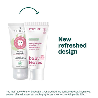 Attitude Baby and Child Fluoride-Free Training Toothpaste, Naturally Derived Ingredients, Vegan, EWG Verified, Strawberry, 2.6 Oz