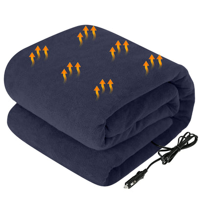 Westinghouse Heated Car Blanket, 12-Volt Electric Blanket for Car, Truck, SUV, RV, Portable Heated Throw for Camping, Navy, 59" x 43”