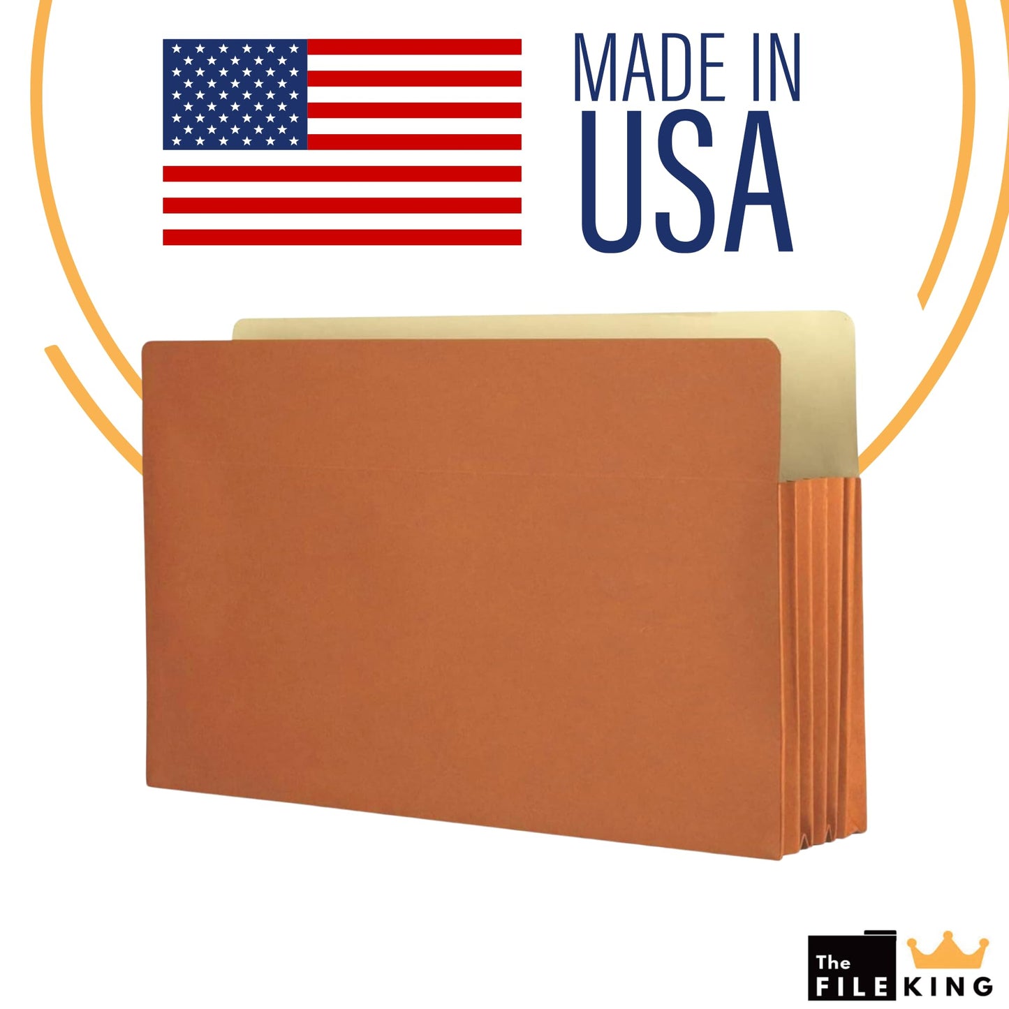 The File King Expanding Accordion File Folder - Legal Size 8½” x 14” | 3.5” Expansion, 10 Pack | Straight Cut Tab | Holds Thick Case Files | Law, Accounting & Business Filing Organizer | Made in USA