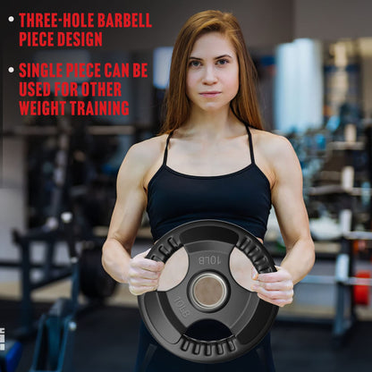 Elevens Grip Plates for Strength Training, 2-Inch/10LB Iron Weight Plates for Weightlifting and Crossfit in Home & Gym (Black-10LB), (A167)