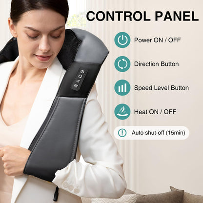 Shiatsu Neck and Back Massager with Soothing Heat, Electric Deep Tissue 3D Kneading Massage for Shoulder, Leg, Body Muscle Pain Relief, Home, Office, and Car FSA HSA Eligible