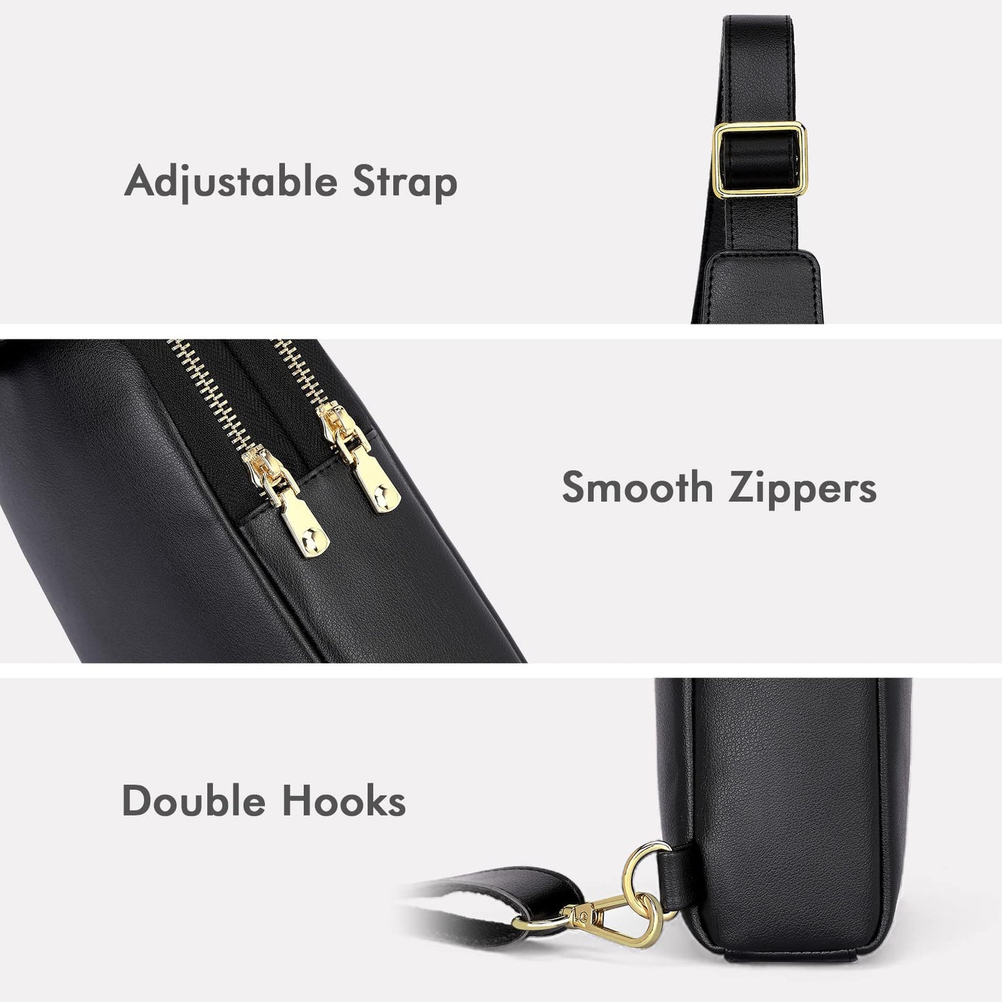 nuoku RFID Blocking Sling Bag for Women, Vegan Leather Anti Theft Crossbody Purse, Lightweight Small Chest Bag for Everyday Travel