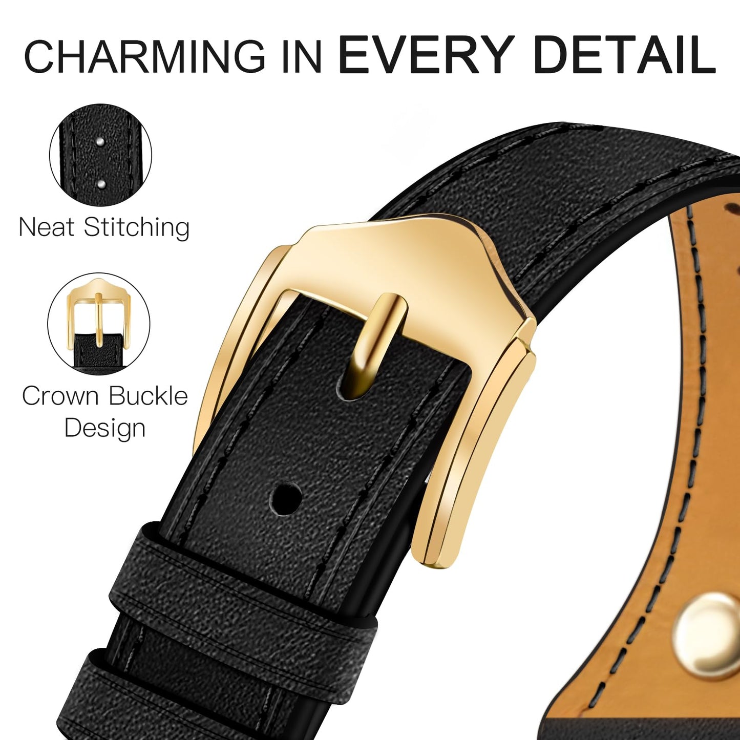 JR.DM Slim Leather Bands Compatible with Apple Watch Band 38mm 40mm 41mm 42mm 44mm 45mm 46mm 49mm, Genuine Leather Band with Charms, Feminine Design for Iwatch Ultra SE Series 11 10 9 8 7 6 5 4 3 2 1