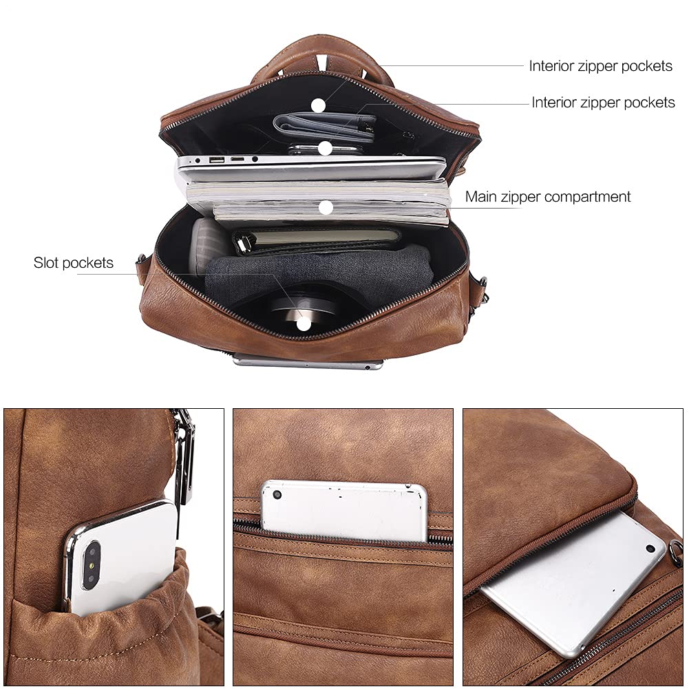 CLUCI Backpack Purse for Women Travel Backpack Large Leather Fashion Designer Lady Shoulder Bag with Tassel Brown