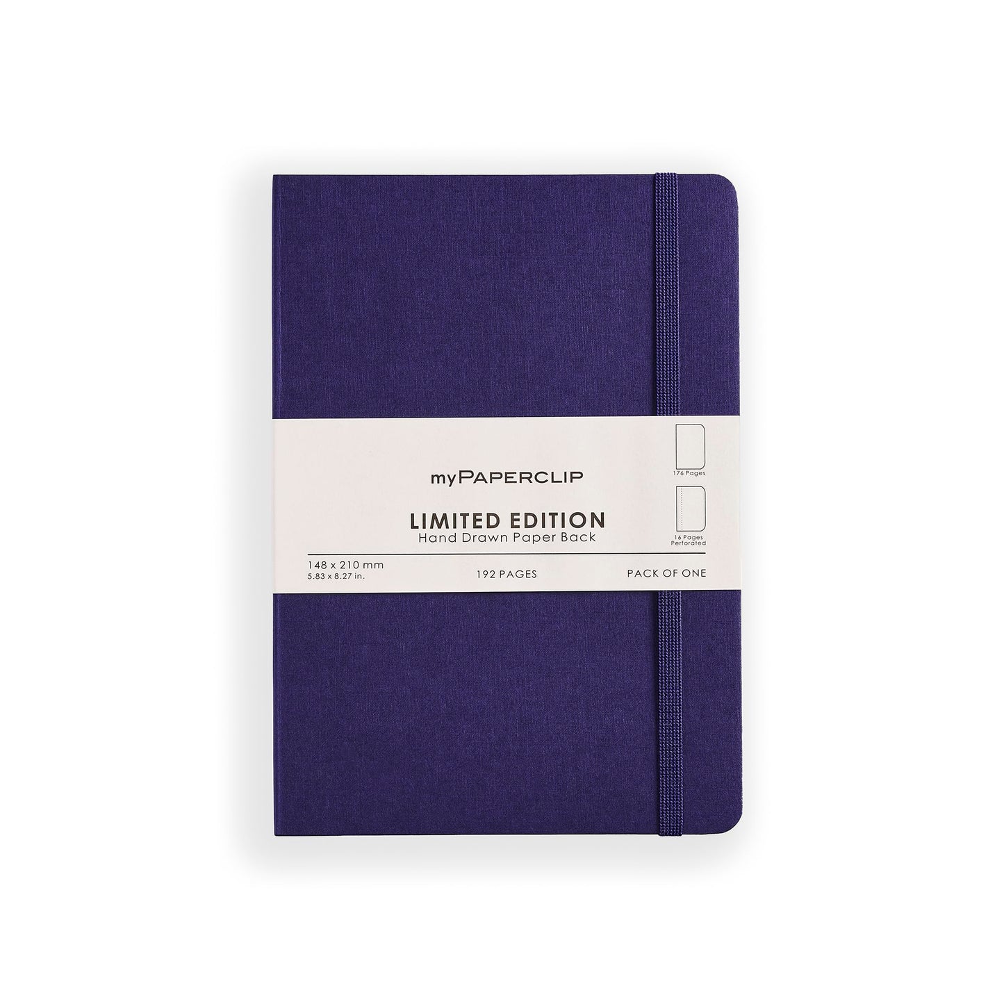 myPAPERCLIP Limited Edition A5 Plain Notebook | 192 Pages, 100 GSM, Soft Cover, A5 (5.83 × 8.27 in) | Flat Lay | Bookmark & Elastic Closure | Aubergine