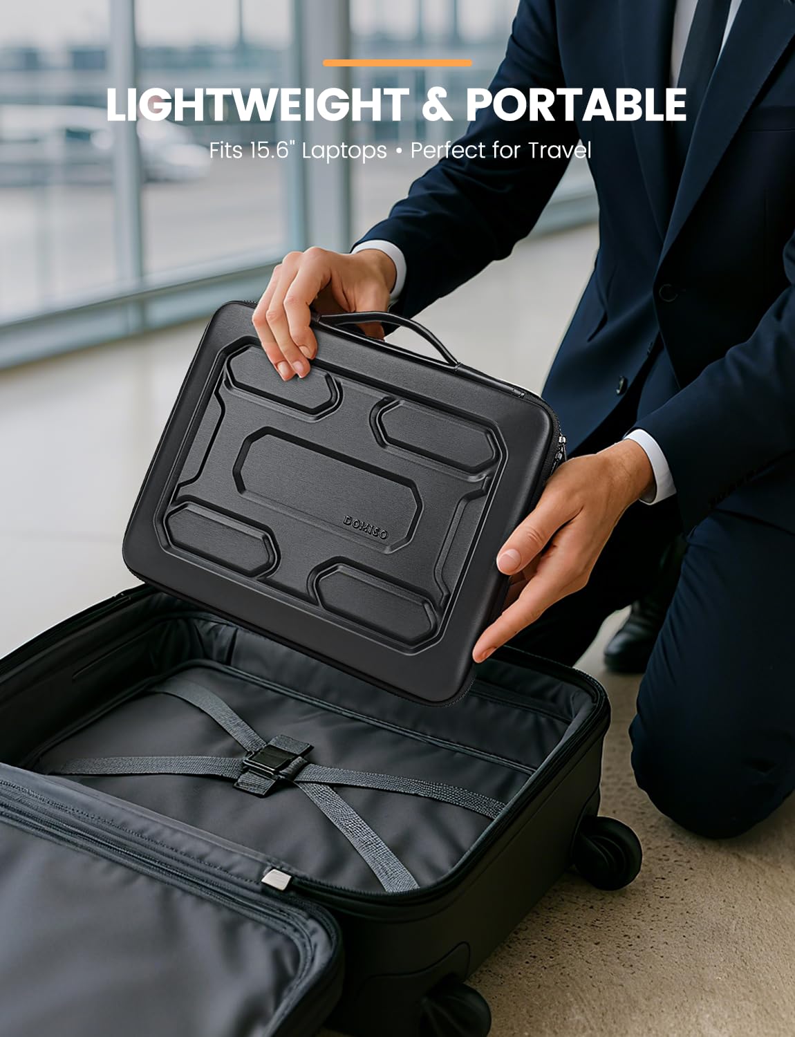 DOMISO 15.6 inch Laptop Sleeve with Handle Shockproof Computer Bag Waterproof EVA Protective Carrying Case for 15.6" Lenovo Yoga 720 IdeaPad 310 320 ThinkPad T570/Dell Inspiron 15/HP Envy 15, Black