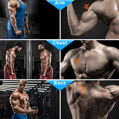 Pulley System for Home Gym, Cable Pulley System Gym for LAT Pulldown Cable Machine Pulley Attachment with Tricep Rope Ideal for Biceps Curl, Arm Workouts, Strength Training