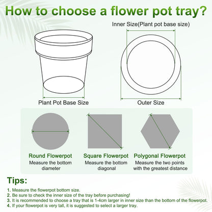 M METERXITY 2-Pack Plant Saucers, 7.3 Inch ID Anti-Rot Root Resin Flower Pot Plant Saucers for Indoor/Outdoor, Flowerpot Drip Tray [9.4 Inch OD, Fruit Green]