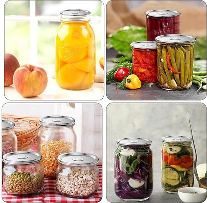 Wide Mouth Canning Lids - 24Pcs Split-Type Metal Mason Jar Lids | Food Grade, Airtight Fit for Ball & Kerr Jars