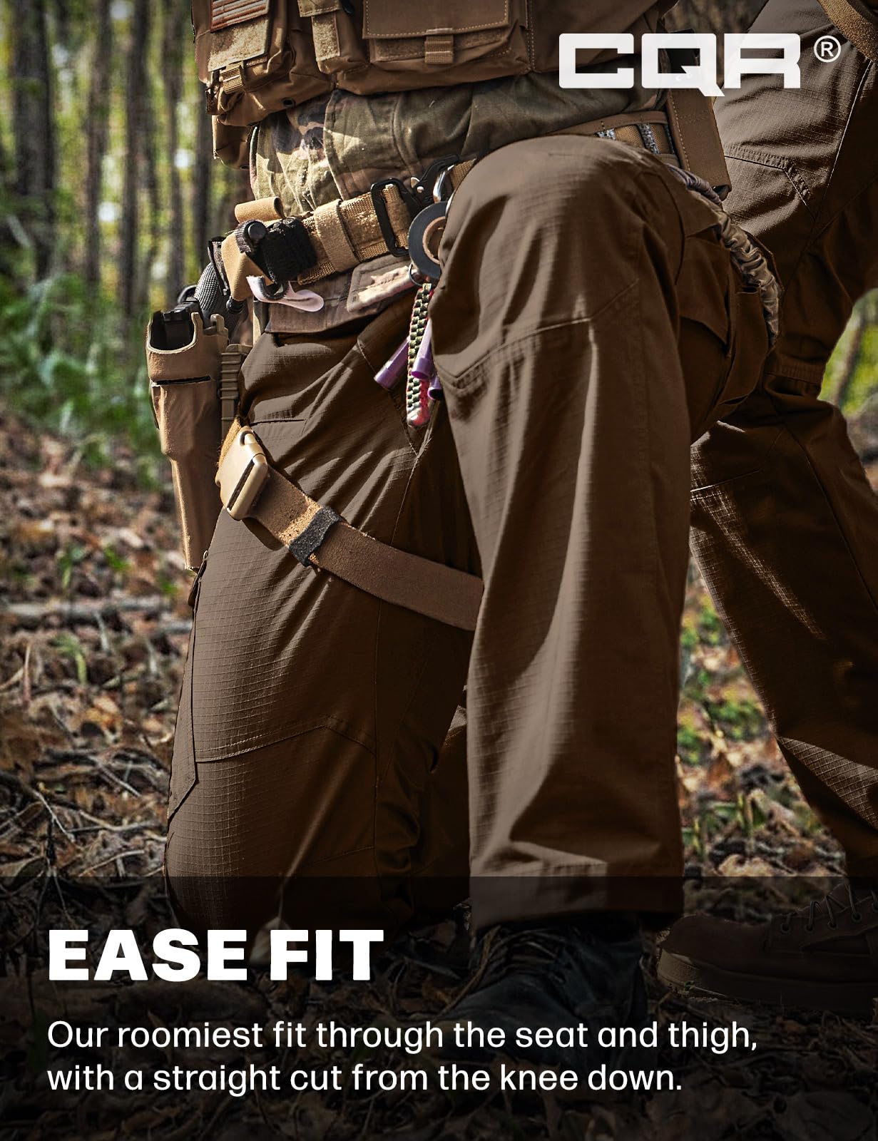 CQR Men's Tactical Pants, Water Resistant Ripstop Cargo Pants, Lightweight EDC Work Hiking Pants, Outdoor Apparel, Raider Tundra, 38W x 32L