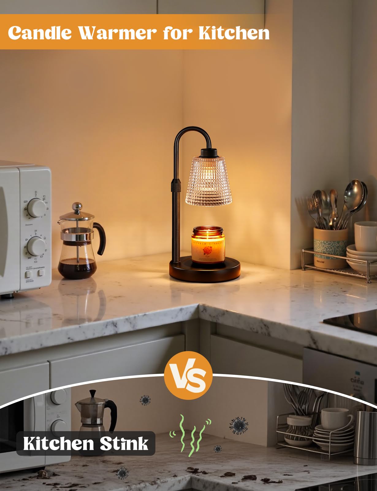 Candle Warmer Lamp with Timer, Dimmable Candle Warmer for Jar Candles, Height Adjustable Wax Melts Warmer, Birthday Gifts for Women Mom, House Warming Gifts New Home Decor