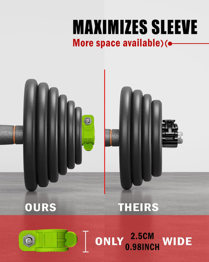 ZY-HUAN mini Barbell Clips 1 inch I Multi-Size Adjustable Barbell Collar I 1 inch Barbell ClampsIQuick Release Weight Clips Pair of Locking for Dumbbell Bar (Green)