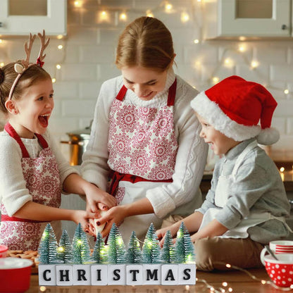 LED Lighted Christmas Tree Tabletop Decoration, Rustic Wooden Christmas Decor with Mini Trees, Xmas Sign Block Table Farmhouse Winter Holiday Centerpiece for Indoor Mantel, Shelf (Green)