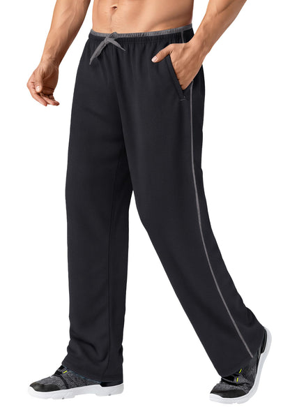 MAGNIVIT Men's Sweatpants Track Pants Open-Bottom Sweat Pants Performance Active Sweatpant Loose-Fit Black/Grey
