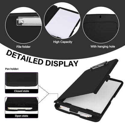 YEAHVIY Clipboard with Storage, High Capacity Clip Boards 8.5x11, Heavy Duty Plastic Nursing Clipboard Folder with Pen Holder and Low Profile Clip for School & Office