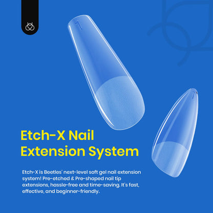 Beetles Gel Nail Kit Short Almond, 240Pcs Easy Nail Extension Set Shaped Clear Tips with 5 in 1 Nail Glue Base & Top Coat and Mini UV Lamp, Nail Tips Art Acrylic Nail Kit Gifts for Women