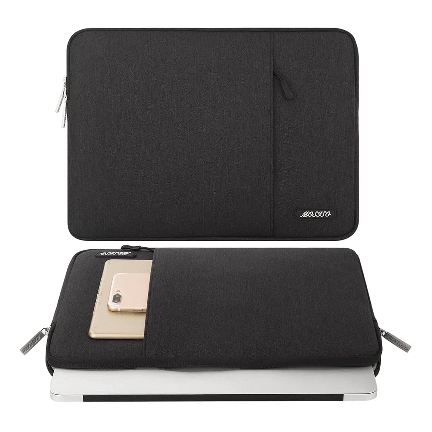 MOSISO Laptop Case 16 inch, 15-15.6 inch Laptop Sleeve Compatible with MacBook Pro 16 M5 M4 M3 M2 M1, HP Acer Dell Lenovo ASUS, Polyester Vertical Computer Sleeve Bag with Pocket, Black