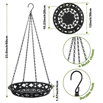 Enhon 3 Pack Plant Hanger, 12 Inch Metal Hanging Planter for Indoor Outdoor Plants, Classy Glossy Black Decorative Hanging Plant Shelf for Window Wall Ceiling Home Decor